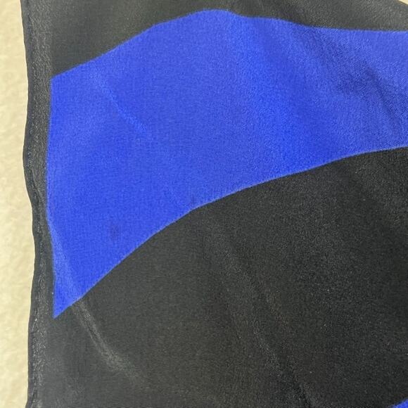 Christian Dior Silk Scarf Unisex Blue/Black Striped Pattern 14" x 59" - Picture 5 of 9